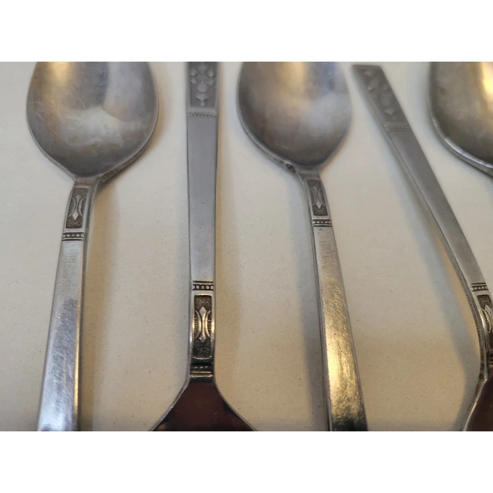 Interpur Cortina Stainless Steel Teaspoons Japan Flatware Set of 7 Fleur De Lis